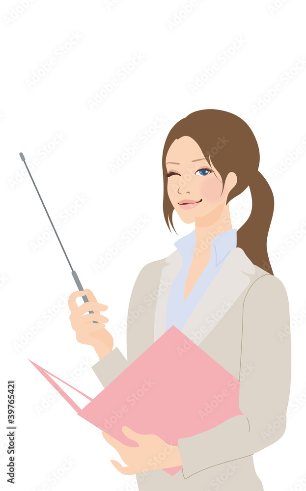 指し棒を持つ女性 指し棒を持つ女性