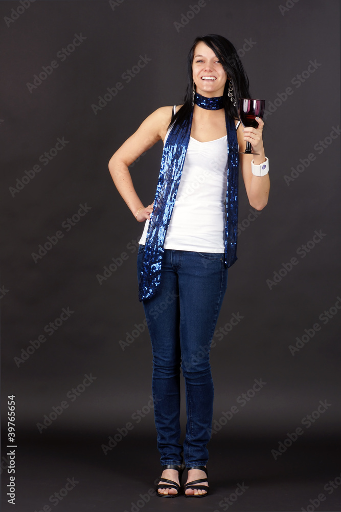 Happy brunette toasting Happy brunette toasting