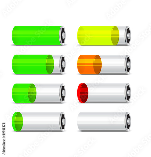 Batteries with different level of charge.