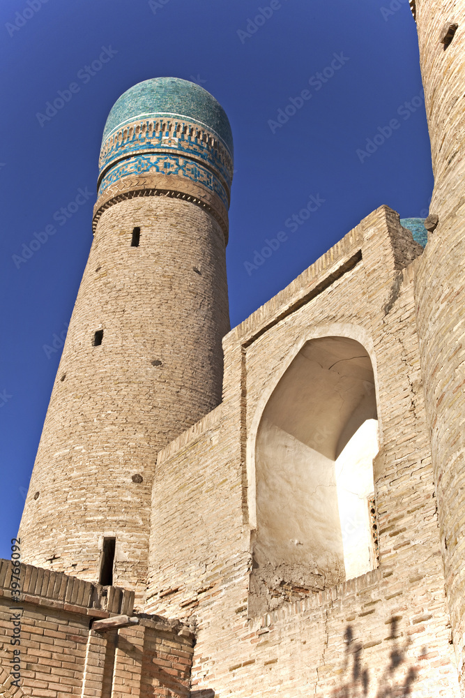 ancient minaret of the mosque in Uzbekistan