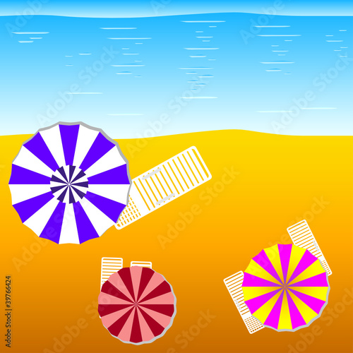 deck chairs and umbrellas on the beach