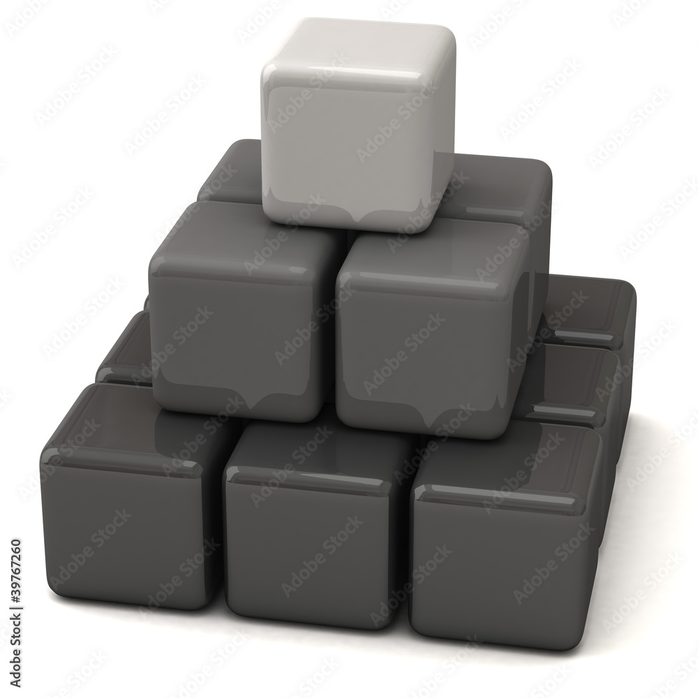 Grey layered business pyramid of cubes 3d Grey layered business pyramid of cubes 3d