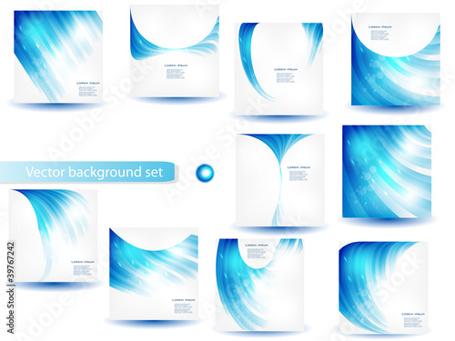 Abstract Blue Vector Template Set and card