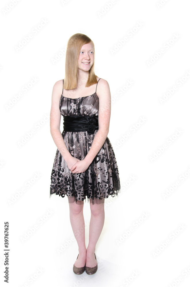 Cute blond teen girl on white background Cute blond teen girl on white background