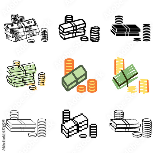 money icons vector set