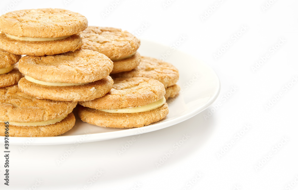 Plate of cream biscuits Plate of cream biscuits