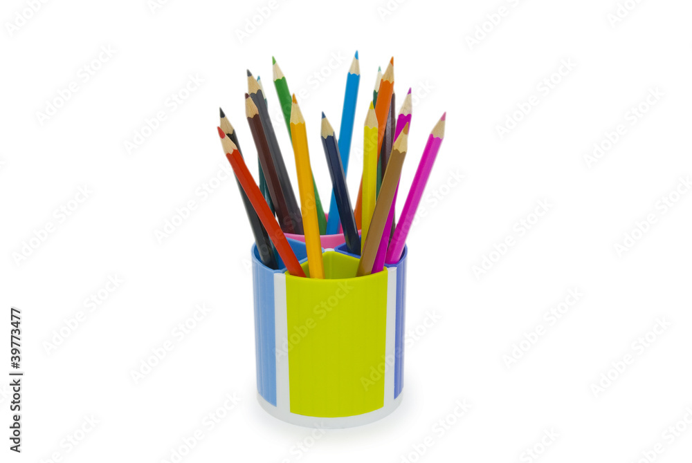 Various colour pencils isolated on the white Various colour pencils isolated on the white