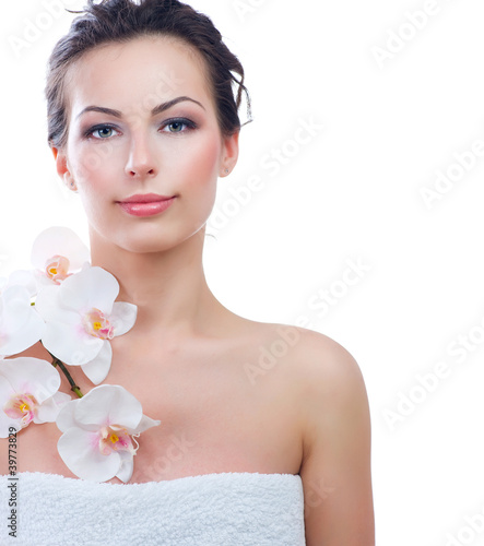 Beautiful Young Woman With Fresh Healthy Skin. Spa