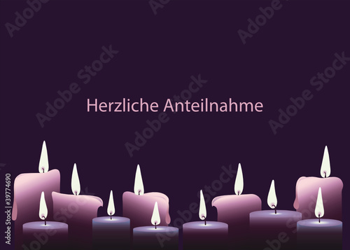 Trauerkarte "Brennende Kerzen"
