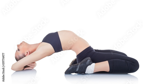 Young woman doing fitness exercises