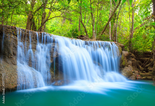 Deep forest Waterfall, Kanchanaburi, Thailand photo