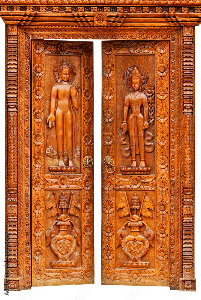 Beautiful carved wooden door