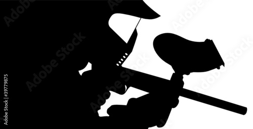 Paintball player in silhouette