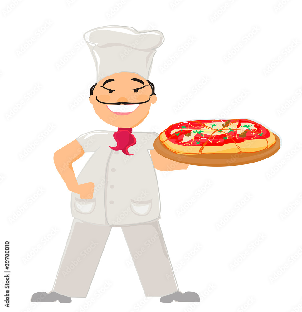 chef with pizza chef with pizza