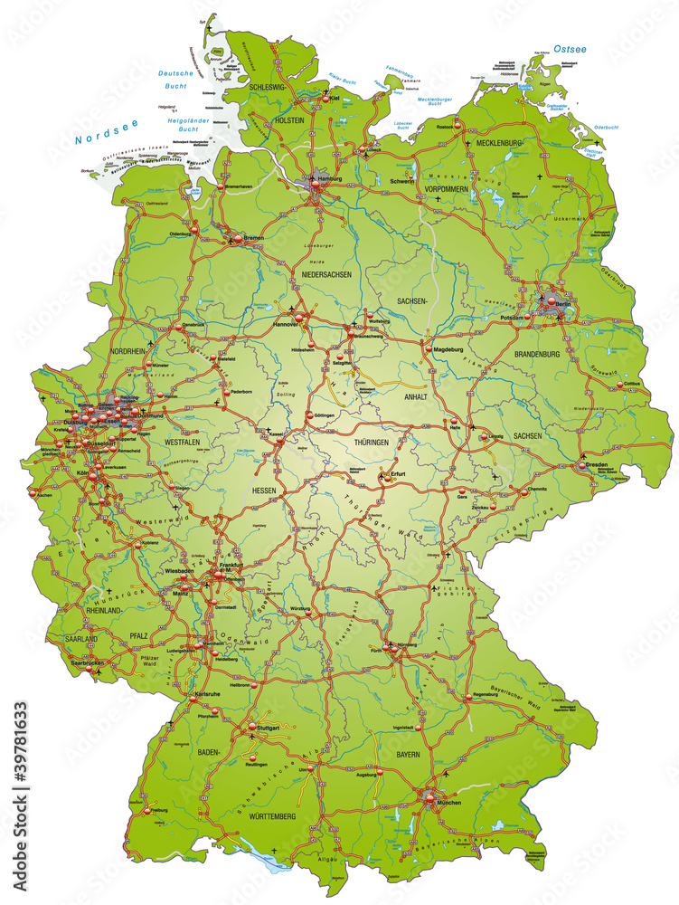 Autobahnkarte von Deutschland Stock Vector Adobe Stock