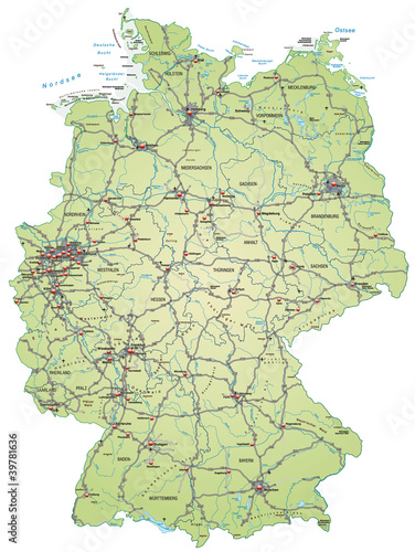 Landkarte von Deutschland mit Autobahnen
