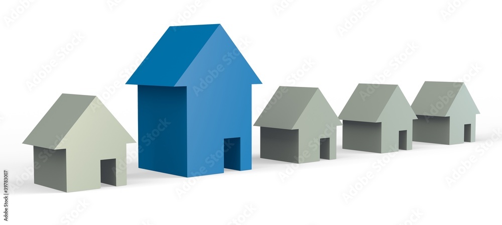 big blue house in a row of grey houses big blue house in a row of grey houses