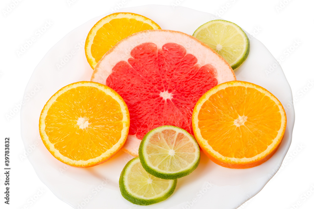 Round slices of citrus fruit Round slices of citrus fruit