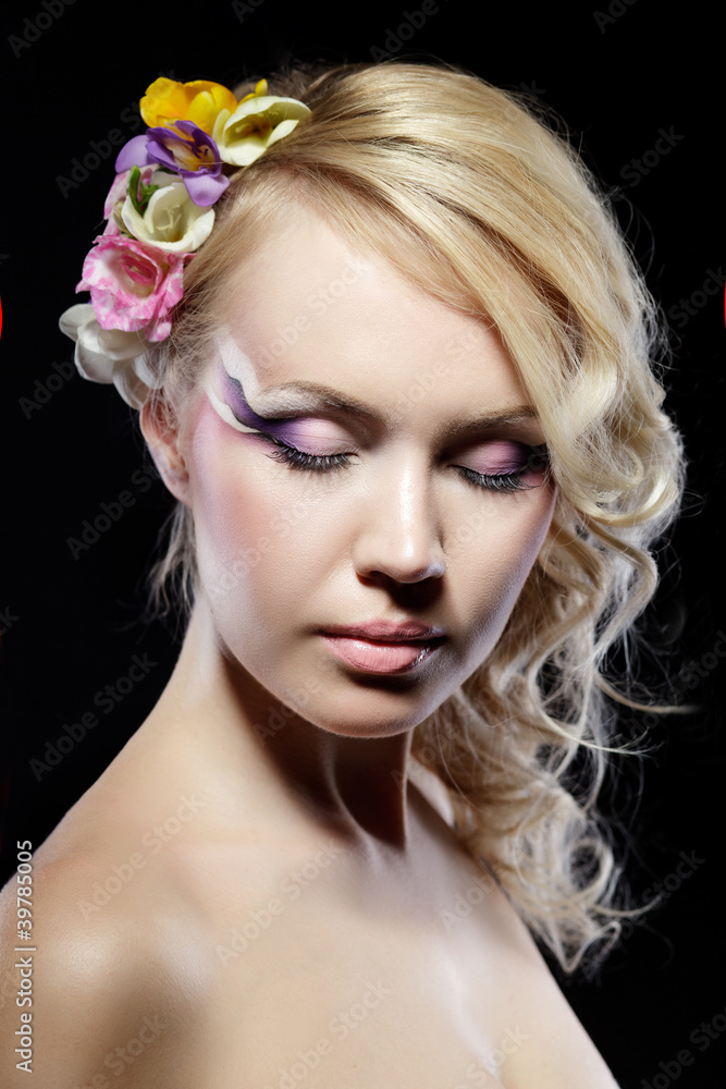 Naklejka premium girl with freesia