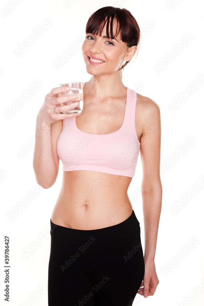 Sportswoman With Healthy Glass Of Water Sportswoman With Healthy Glass Of Water