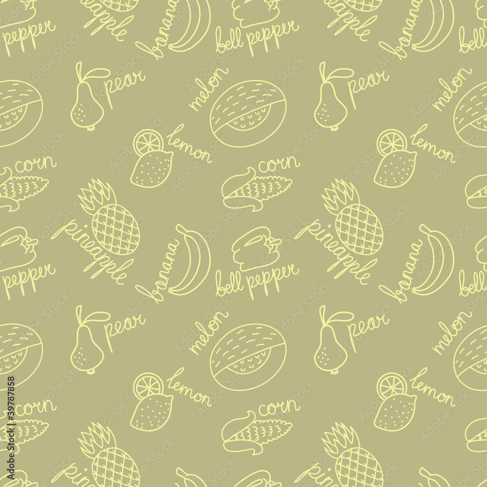 Yellow fruits outline pattern Yellow fruits outline pattern