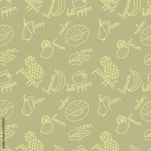 Yellow fruits outline pattern