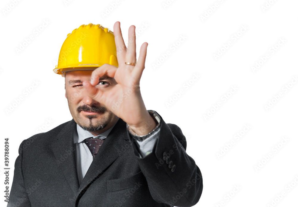 man with helmet at work isolated on white man with helmet at work isolated on white
