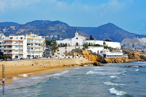 Sant Sebastia Beach in Sitges, Spain photo