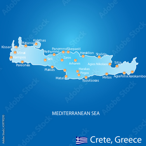 Island of Crete in Greece map