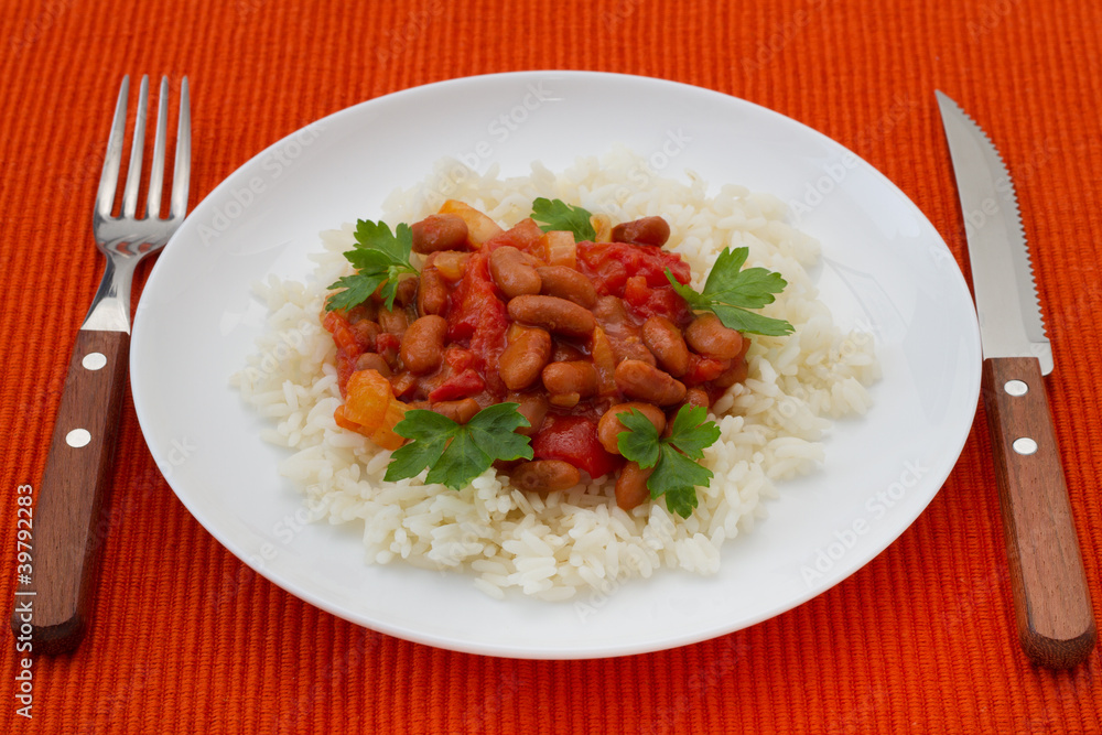 rice with beans with tomato sauce rice with beans with tomato sauce