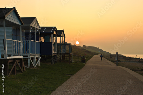 Sunset and Beach Huts photo