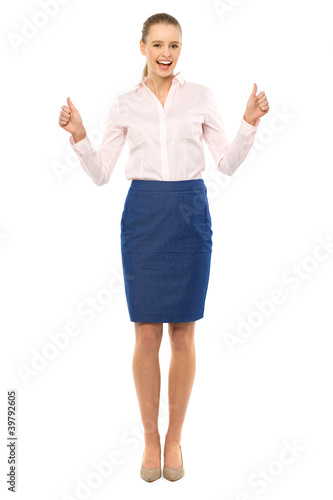 Businesswoman with thumbs up