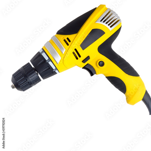 drill tool yellow isolated on white (clipping path)