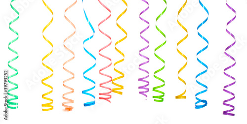 beautiful colorful streamers isolated on white