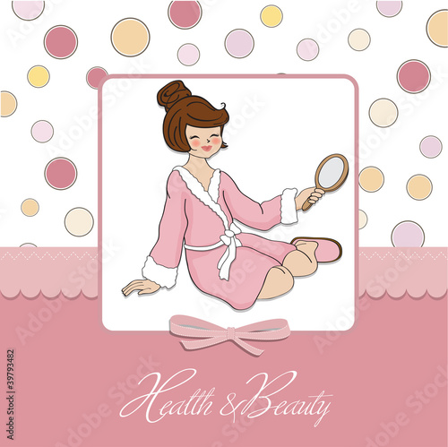 spa lady who looks into a mirror