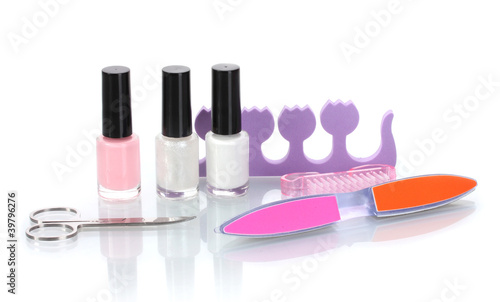 Pedicure set isolated on white
