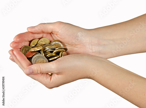 hands with coins