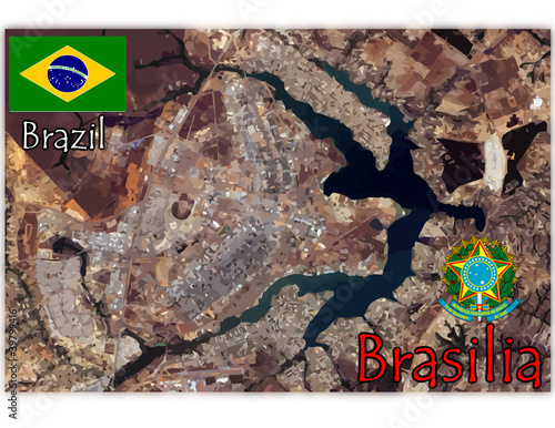 brasilia brazil south america map flag emblem