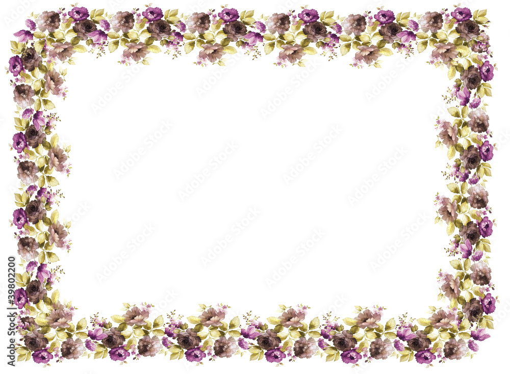 flowers frame in white background isolated
