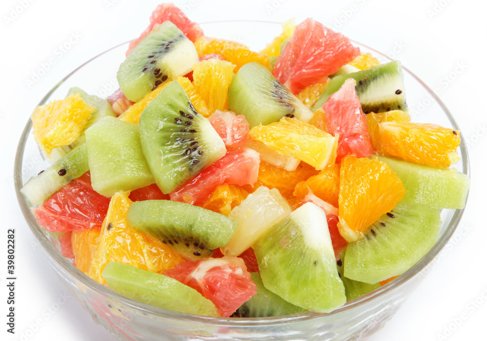 Fresh fruits salad on white background Fresh fruits salad on white background