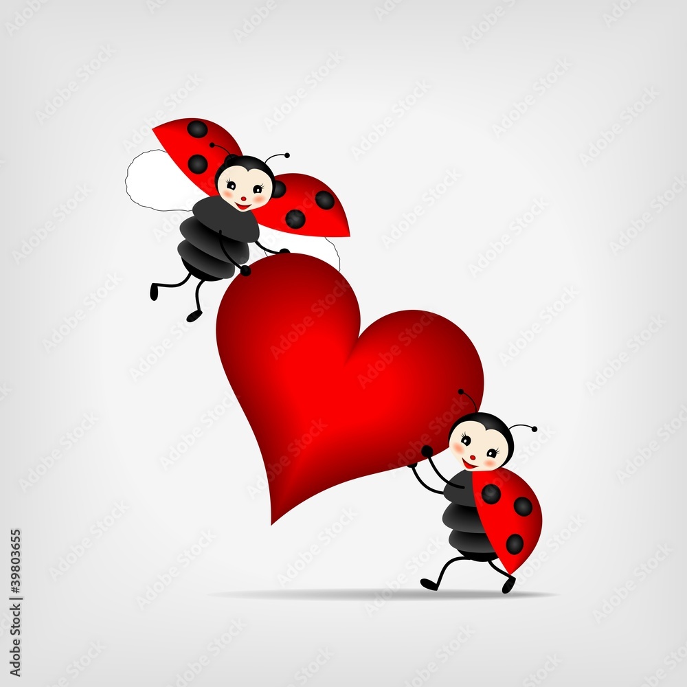 Fototapeta premium ladybugs with heart