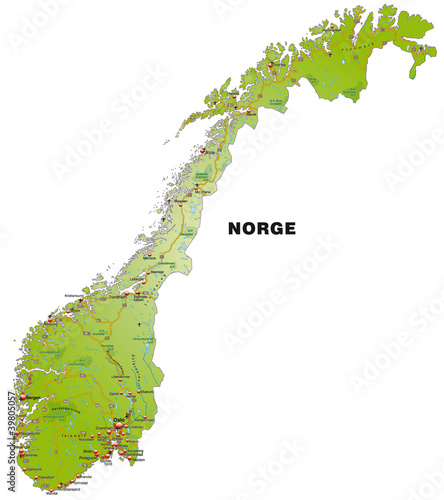 Inselkarte von Norwegen mit Autobahnen