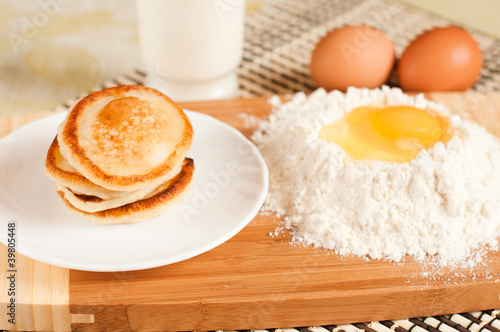Wallpaper Mural Home pancakes with sour cream, flour and eggs Torontodigital.ca