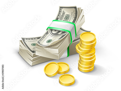 Dollar pack with coins
