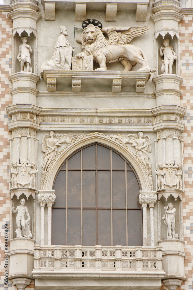 Carvings and Window on Old Gothic Church