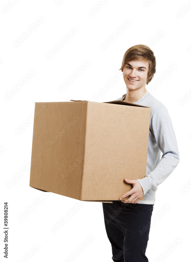 Man holding a card boxes Man holding a card boxes
