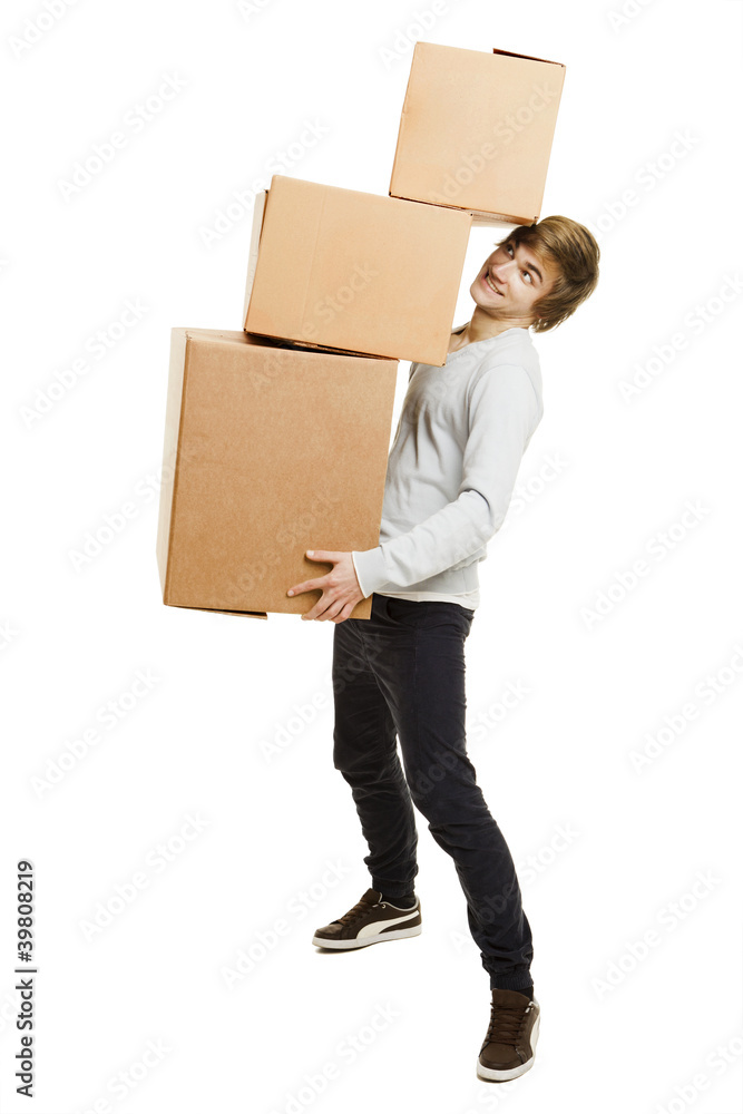 Man holding card boxes Man holding card boxes