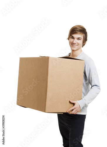 Man holding a card boxes