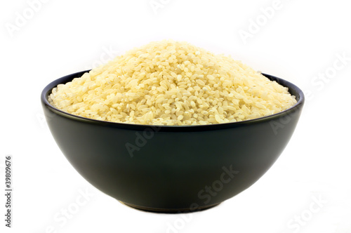 Black bowl with rice
