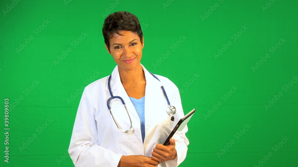 African American Doctor Green Screen Tablet African American Doctor Green Screen Tablet